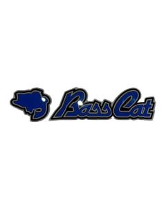 Medium Domed Bass Cat Decal  Blue 1.75"