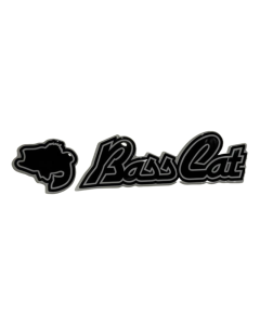 Medium Domed Bass Cat Decal  Black 1.75"