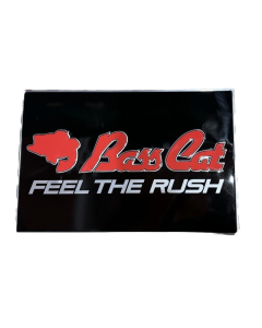 Bass Cat "Feel the Rush" Metal Sign Red