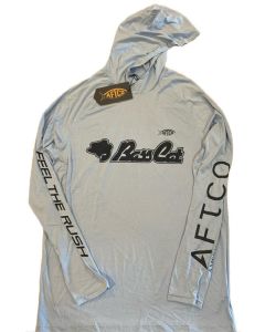 Bass Cat AFTCO Samurai Sun Protection Hoodie Shirt Light Blue